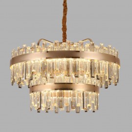 Modern living room staircase luxury LED crystal pendent lamp