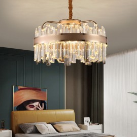 Modern living room staircase luxury LED crystal pendent lamp